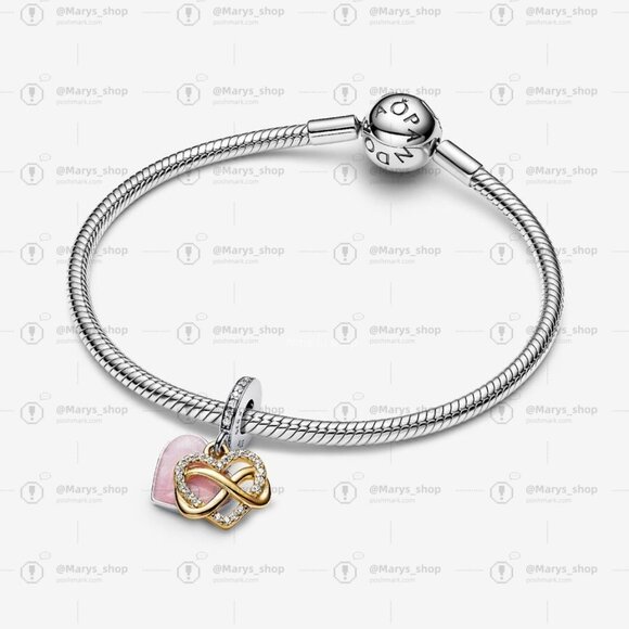 Pandora Sparkling Infinity Heart Dangle Charm|Two-tone - Picture 2 of 2